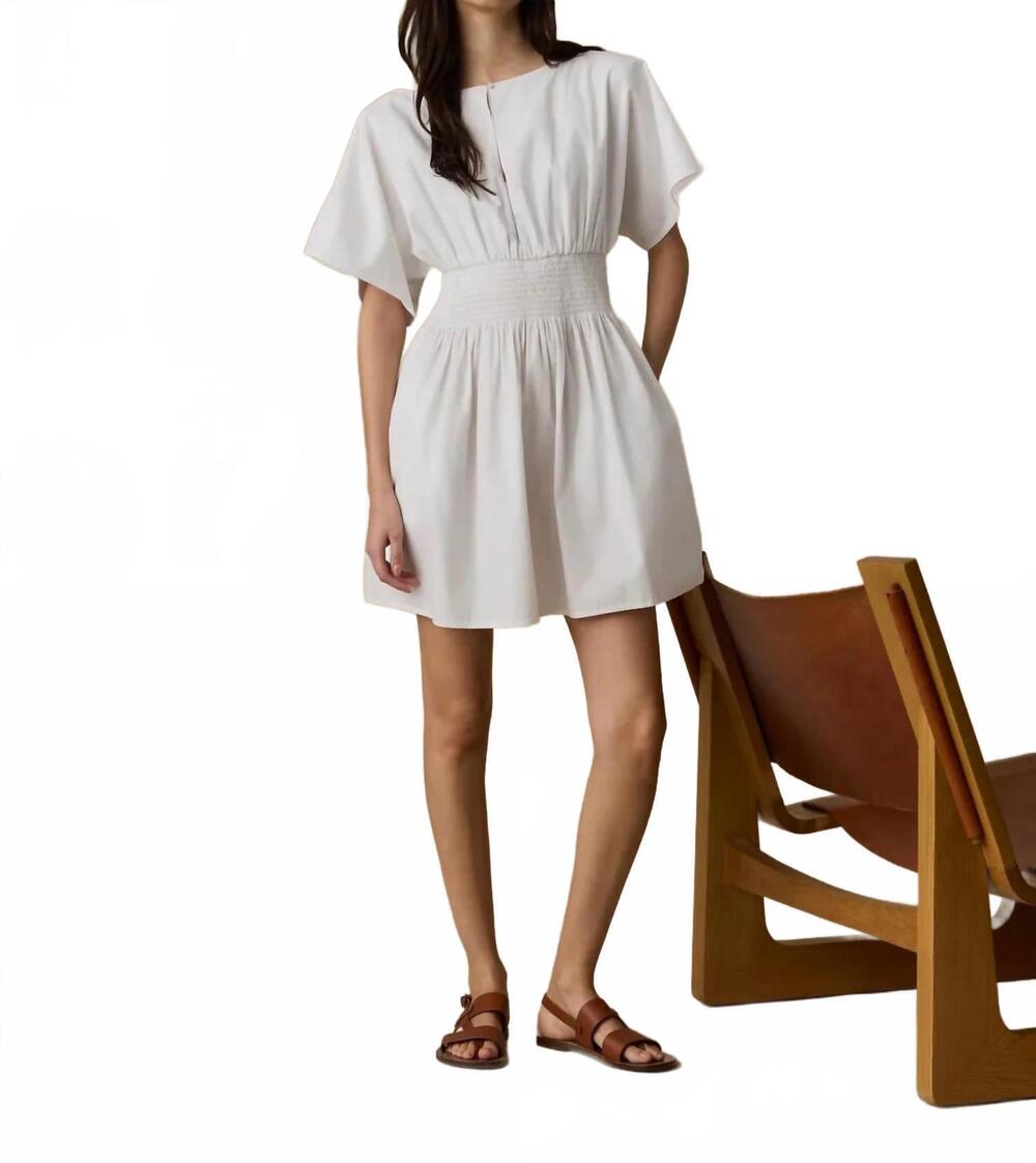 NEW FAHERTY coastal poplin elia mini smock dress in white - Picture 1 of 5